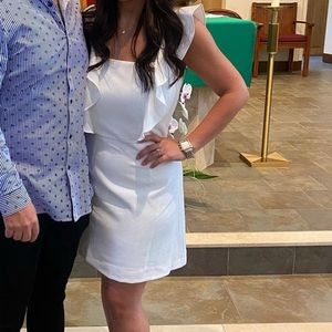 French Connection Whisper Sleeveless Ruffled Minidress White M 8